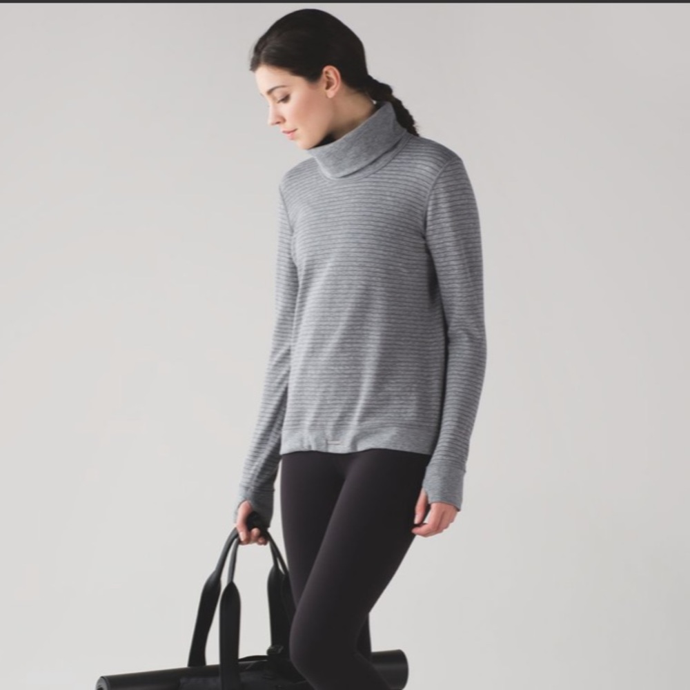 Lululemon Double Up Reversible Long Sleeve - Heathered Slate/ Modern Stripe - Picture 3 of 14